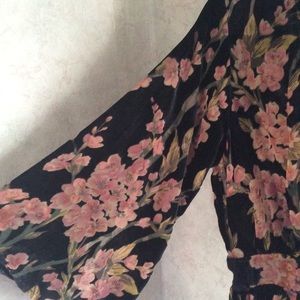 Kimono tunic. Sheer flowers and Velvet.